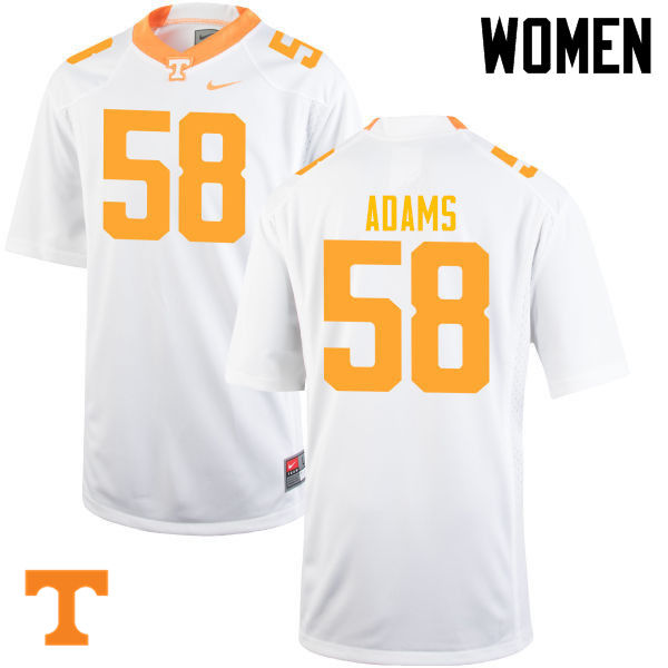 Women #58 Aaron Adams Tennessee Volunteers College Football Jerseys-White